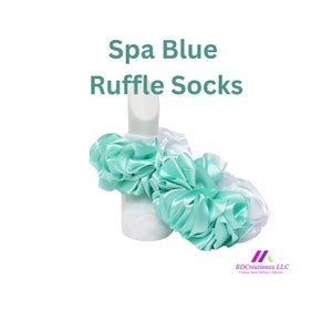 Spa Blue and White  Ruffle Socks | Fluffed Socks | Tutu Socks