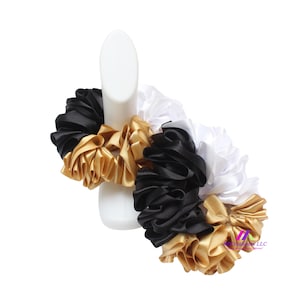 Classic Elegance: Gold, Black, and White Detachable Ruffle Socks ~ Tutu Socks ~ Frilly Socks ~ Pageant Socks ~ Women Sock