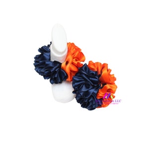 Auburn Navy Blue and Orange Ruffle Sock  ~ Ribbon Socks for Infants ~ Frilly Sock For Girls ~ Great for Parties, Gradation and  Wedding