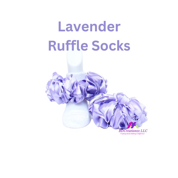 Chaussettes à volants lavande ~ Chaussette bébé Tutu ~ Chaussettes ruban pour nourrissons ~ Chaussette à froufrous pour filles ~ Parfait pour les fêtes, mariages, fêtes d'habillage