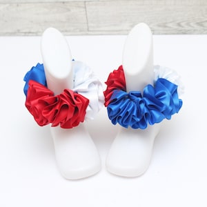 Royal Blue ~  Red ~ White  Ruffle Socks ~ Tutu Socks ~ Patriotic Socks ~ 4th of July Socks~ Kids Tutu Socks ~ Ribbon Socks