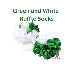 Green and White  Ruffle Socks | Fluffed Socks | Tutu Socks