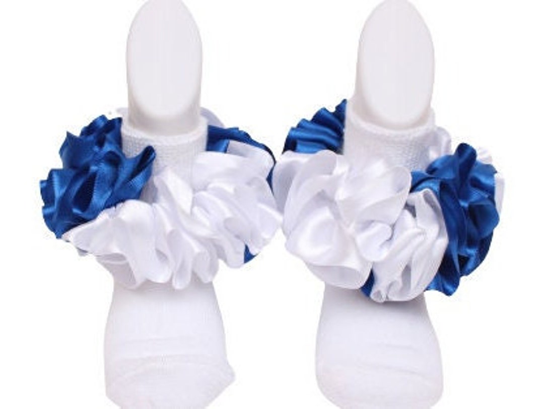 Royal Blue and White Ruffle Socks Fluffed Socks Tutu Socks - Etsy