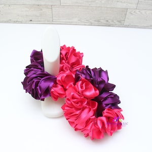 Hot Pink and Purple Ruffle Socks  ~ Baby Tutu Sock ~  Ribbon Socks for Infants ~ Frilly Sock For Girls ~ Perfect for Parties, Wedding