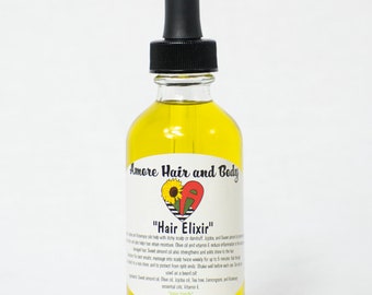 Hair Elixir- Sweet Almond oil, Jojoba oil, Olive oil, Tea Tree, Rosemary, Lemongrass, Bergamot,Ylang Ylang- for hair growth, dandruff, itchy