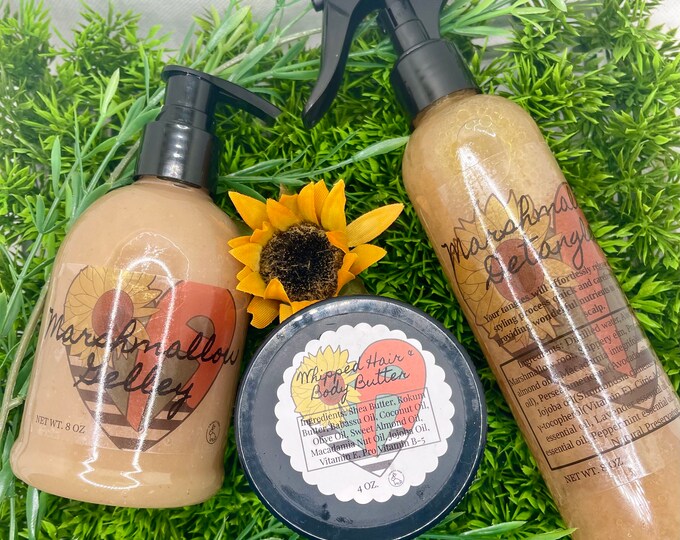 3 Step Curl Kit Marshmallow Detangler, Marshmallow Gelley, Whipped Hair