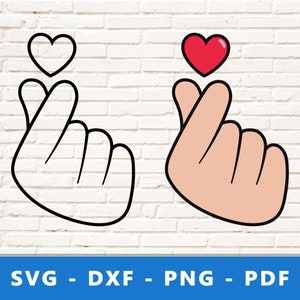 Finger Herzen SVG, koreanische Liebe Symbol SVG, K-Pop Zeichen, koreanischer Pop Cricut, koreanisches Zeichen, Valentinstag Symbol, Finger Herzen PNG