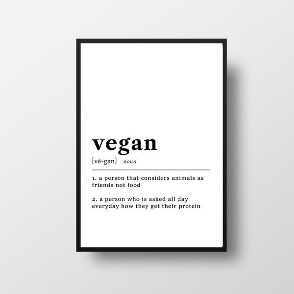 Vegan Funny Dictionary Definition Printable, Vegans Funny Gift, Word Definition Poster Print, Vegan Life Wall Art
