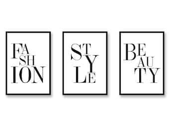 Fashion Printable Set, Style Print, Beauty Print, Fashion Words Printable, Fashion Quote, Fashion Wall Art, Fashion Poster, Fashion Poster