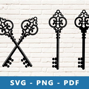 Llave vintage SVG, Llave antigua PNG, Imágenes Prediseñadas de llave de puerta, Llave, Archivo de corte de llave, Plantilla de llave, Archivo de corte de silueta Cricut, Imprimir en casa