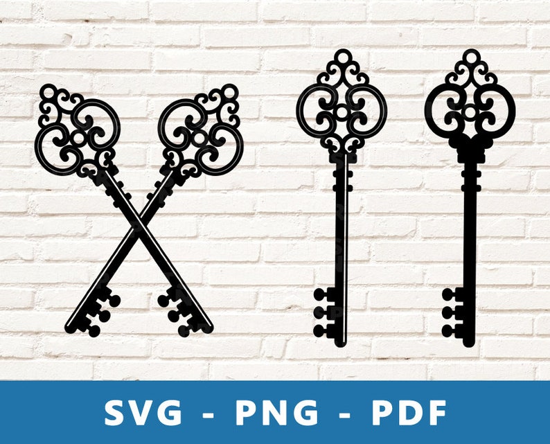 Vintage Key SVG, Old Key PNG, Door Key Clipart, Key , Key Cut File, Key Stencil, Cricut Silhouette Cut File, Print At Home image 1