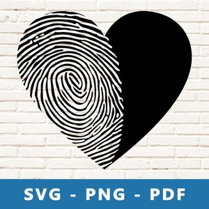 Fingerprint Heart SVG, Love SVG, Heart , Heart Cut File, Fingerprint Stencil, Cricut Silhouette Cut File, Print At Home
