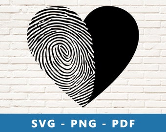 Fingerabdruck Herz SVG, Liebe SVG, Herz, Herz Schnittdatei, Fingerabdruck Schablone, Cricut Silhouette Schnittdatei, Print At Home
