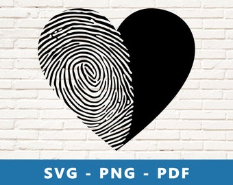 Fingerprint Heart SVG, Love SVG, Heart , Heart Cut File, Fingerprint Stencil, Cricut Silhouette Cut File, Print At Home