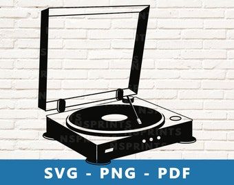 Plattenspieler SVG, Plattenspieler PNG, Vinyl Plattenspieler Vektor, Plattenspieler Schnittdatei, Plattenspieler Cricut Silhouette Schnittdatei, Druck zu Hause