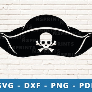 Pirate Hat SVG, Pirate Hat PNG, Pirate Hat Vector, Pirate Hat Dxf, Pirate Party Clipart, Pirate Birthday Cut File, Pirate Cricut Silhouette