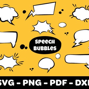 Speech Bubbles SVG, Cartoon Speech Bubbles PNG, Comic Bubbles Vector Set, Speech Bubble Clipart, Speech Bubbles Cricut Silhouette Cut File