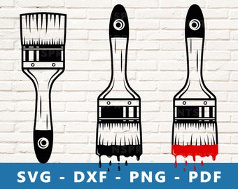 Paintbrush SVG, Paint Brush Svg, Paint Dripping Brush Vector, Paintbrush Cut File, Painter Tool Dxf, Painting Cricut Silhouette Cut File