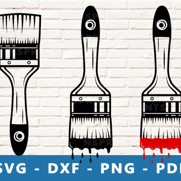 Paintbrush SVG, Paint Brush Svg, Paint Dripping Brush Vector, Paintbrush Cut File, Painter Tool Dxf, Painting Cricut Silhouette Cut File