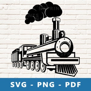 Tren SVG, Tren PNG, Imágenes Prediseñadas de locomotora, Vector de motor, Archivo de corte de tren, Imágenes prediseñadas de tren, Imagen de tren para silueta Cricut / , Imprimir en casa