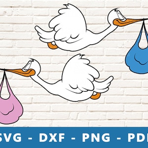 Ooievaar SVG, Ooievaar PNG, Ooievaar Baby Service Clipart, Ooievaar Vector, Baby Douche Svg, Ooievaar Cut Bestand voor Cricut en Silhouet, Baby Aankomst