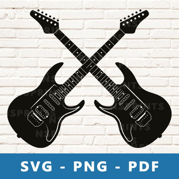 Electric Guitar SVG, Electric Guitars , Electric Guitar Cut File, Guitar Stencil, Png Cricut Silhouette Cut File, Print At Home