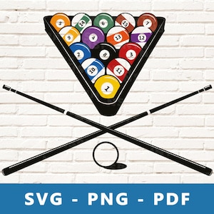 Billard SVG, Billard PNG, Snooker SVG, Snooker Png, Pool Clipart, Billard geschnitten Datei, Billard Cricut Silhouette Datei, Druck zu Hause