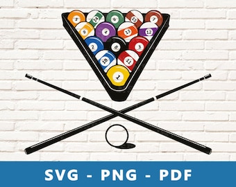 Billiards SVG, Billiards PNG, Snooker Svg, Snooker Png, Pool Clipart, Billiards Cut File, Billiards Cricut Silhouette  File, Print At Home