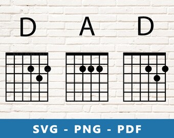 Dad Guitar Chords SVG, Dad SVG, Father's Day Clipart, Dad Png, Music Lover Dad Cut File, Daddy Vector for Cricut Silhouette , Print At Home