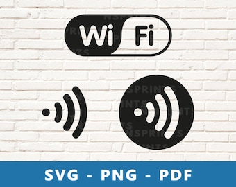 Wifi SVG, Wifi PNG, Wi-Fi Clipart, Wi-Fi Cut File, Wi Fi Stencil, Internet Connection, Internet Symbol for Cricut Silhouette , Print At Home
