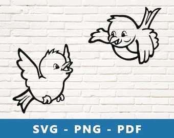 Cute Birds SVG, Tiny Birds PNG, Cartoon Birds Clipart, Birds Cut File, Bird Stencil, Birds Image for Cricut Silhouette  Cut File