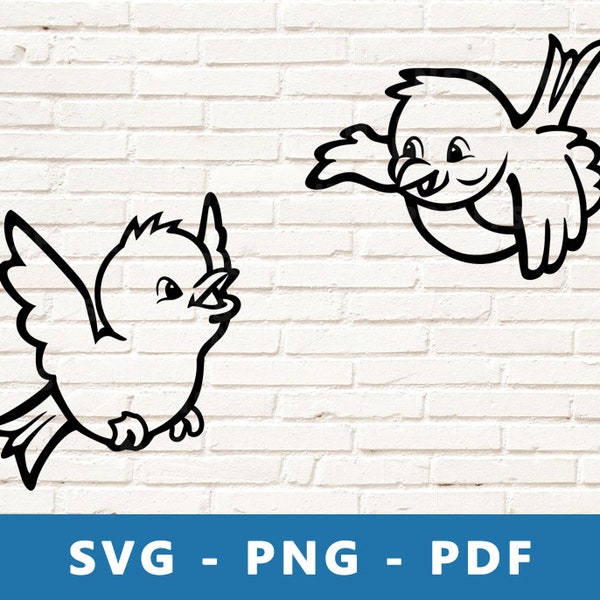 Niedliche Vögel SVG, kleine Vögel PNG, Cartoon Vögel Clipart, Vögel geschnitten Datei, Vogel Schablone, Vögel Bild für Cricut Silhouette geschnitten Datei