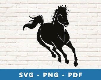 Pferd SVG, mustang SVG, laufendes Pferd, Pferd geschnitten, Pferd Schablone, Cricut Silhouette geschnitten Datei, Print At Home