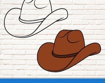 Pliki SVG i PNG do cięcia kapeluszy kowbojskich dla Cricut, clipart kapeluszy zachodnich, cyfrowy projekt kapelusza z widokiem z boku