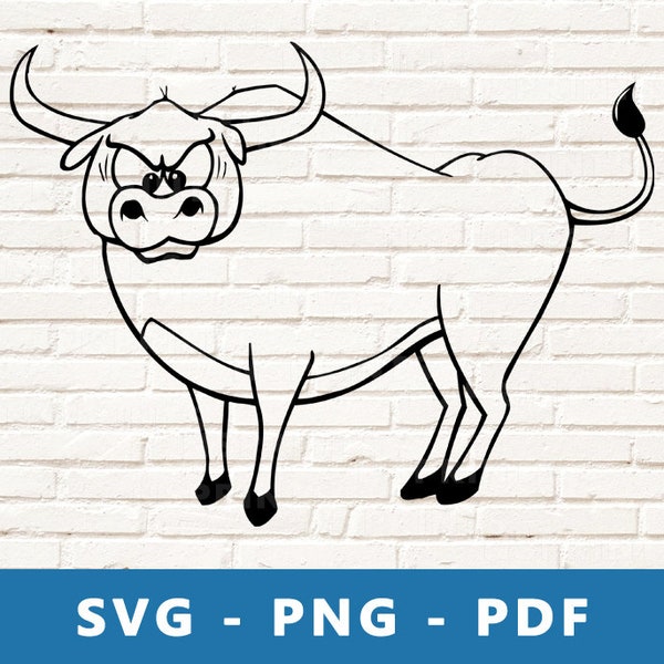 Bull SVG, Bull PNG, Bull Cut File, Raging Bull, Bull Stencil, Bull Cricut Silhouette Cut File, Print At Home