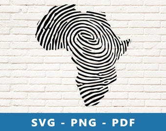 Fingerprint Africa SVG, Africa Map SVG, Africa , Africa Cut File, Africa Stencil, Cricut Silhouette Cut File, Print At Home