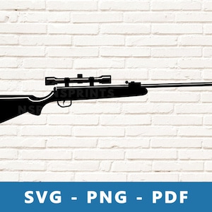 Rifle de caça SVG, rifle PNG, clipart de rifle, arquivo de corte de rifle de caça, estêncil de rifle, arquivo de corte de silhueta Cricut de arma de caça, imprimir em casa