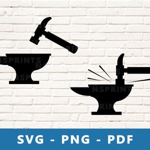 Anvil and Hammer SVG, Anvil and Hammer PNG, Anvil and Hammer Clipart, Anvil and Hammer Cut File, Cricut Silhouette File, Print At Home