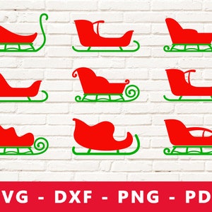 Conjunto SVG de trineo de Navidad, svg de trineo de Santa, svg de Navidad, svg de trineo, svg de trineo, png de trineo, imágenes prediseñadas de trineo, vector de trineo, Cricut de trineo