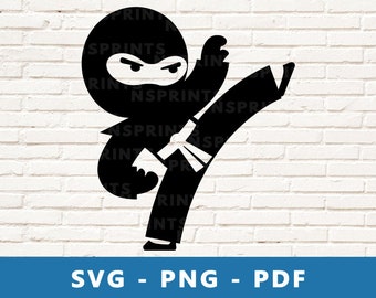 Ninja SVG, Ninja PNG, Ninja Clipart, Ninja Cut File, Ninja Vector, Little Ninja Image for Cricut Silhouette File, Print At Home