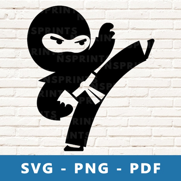 Ninja SVG, Ninja PNG, Ninja Clipart, Ninja Cut File, Ninja Vector, Little Ninja Image for Cricut Silhouette File, Print At Home