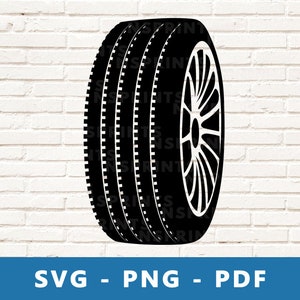 Pneu SVG, pneu PNG, arquivo de corte de roda, vetor de roda de carro, clipart de pneu, arquivo de corte de pneu, imagem de peças de carro para silhueta Cricut, imprimir em casa