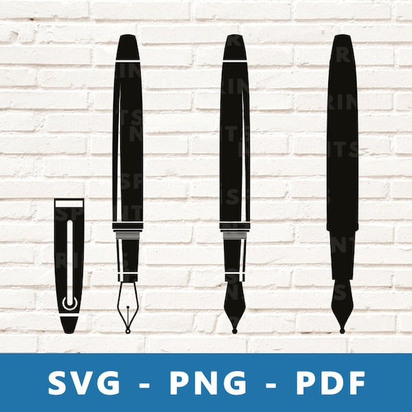 Fountain Pen SVG, Ink Pen PNG, Pen Clipart, Pen Vector, Pen Stencil, Pen Cut File, Pen , Cricut Silhouette Silhouette File, Print At Home