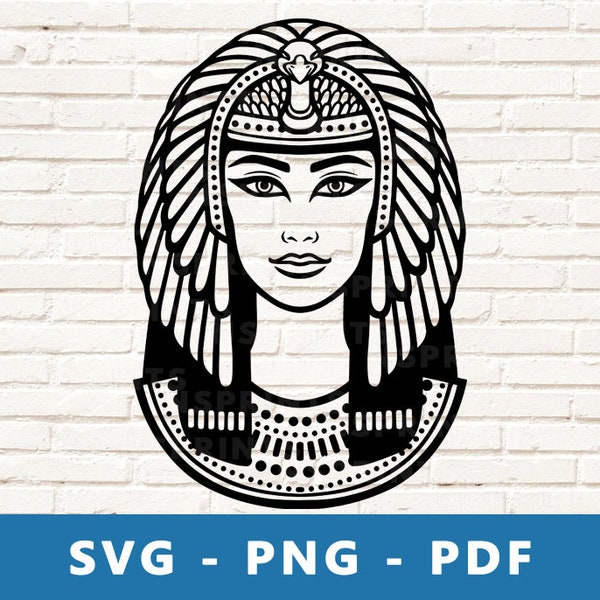 Cleopatra SVG, Cleopatra PNG, ägyptische Clipart, historische Ägypten geschnitten Datei, Cleopatra Schablone, Cricut Silhouette geschnitten Datei, Druck zu Hause