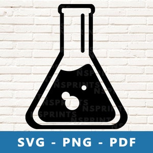 Bécher SVG, Svg équipement de laboratoire, Svg de bouteille de chimie, Science bécher Clipart, fichier de coupe de bouteille de laboratoire, fichier de coupe Cricut Silhouette, impression à la maison