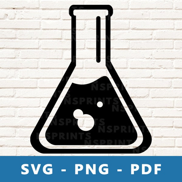 Beaker SVG, Lab Equipment Svg, Chemistry Bottle Svg, Science Beaker Clipart, Lab Bottle Cut File, Cricut Silhouette  Cut File, Print At Home