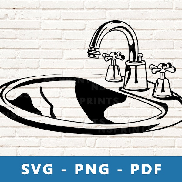 Sink SVG, Sink PNG, Faucet svg, Bathroom sink svg, Kitchen sink svg, Sink clipart,