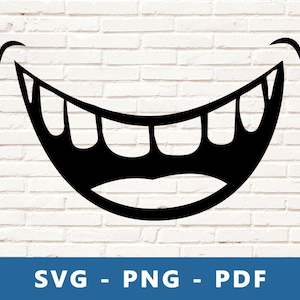 Sonrisa SVG, Dientes de sonrisa SVG, Archivo de corte sonriente, Plantilla de sonrisa, Archivo de corte de silueta Cricut sonriente, Imprimir en casa