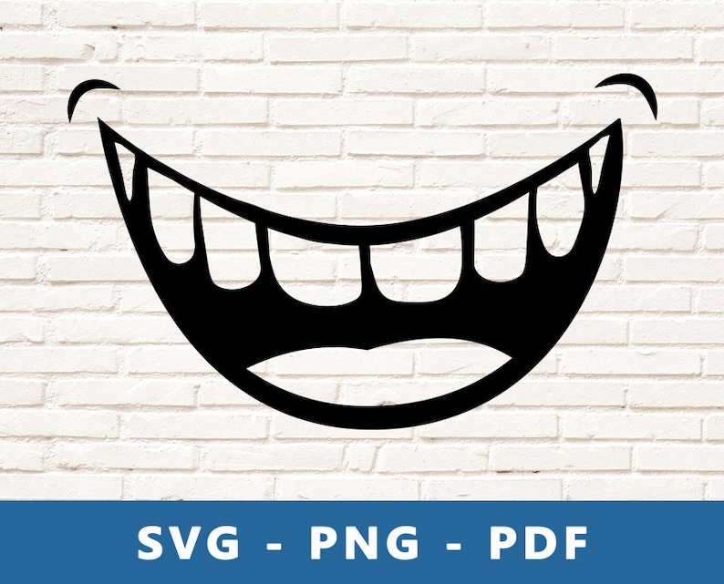 Smile SVG, Smile Teeth SVG, Smiling Cut File, Smile Stencil, Smiley Cricut Silhouette Cut File, Print At Home image 1