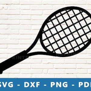 Raquette de tennis SVG, PNG de raquette, raquette Dxf, Clipart de raquette, fichier de coupe de raquette de tennis, pochoir de tennis, fichier de coupe Cricut Silhouette, impression à la maison